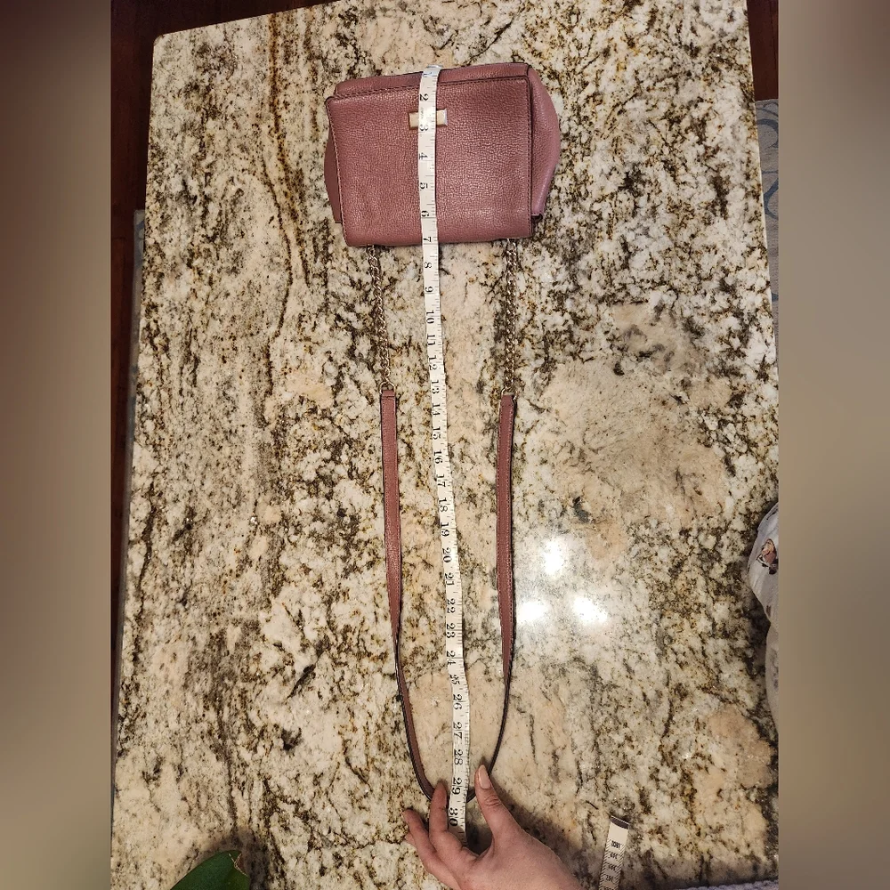 Kate Spade Avva Purse, Mauve, Dusty Rose, Pink Fold Over Crossbody Bag Chain EUC